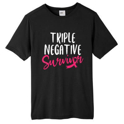 Triple Negative Survivor Pink Ribbon Breast Cancer Awareness Tall Fusion ChromaSoft Performance T-Shirt