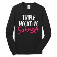 Triple Negative Survivor Pink Ribbon Breast Cancer Awareness Tall Long Sleeve T-Shirt