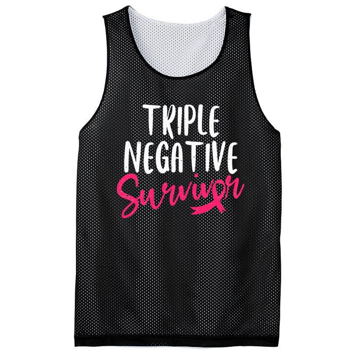 Triple Negative Survivor Pink Ribbon Breast Cancer Awareness Mesh Reversible Basketball Jersey Tank