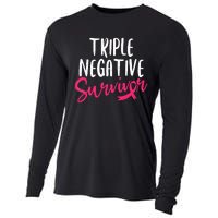 Triple Negative Survivor Pink Ribbon Breast Cancer Awareness Cooling Performance Long Sleeve Crew