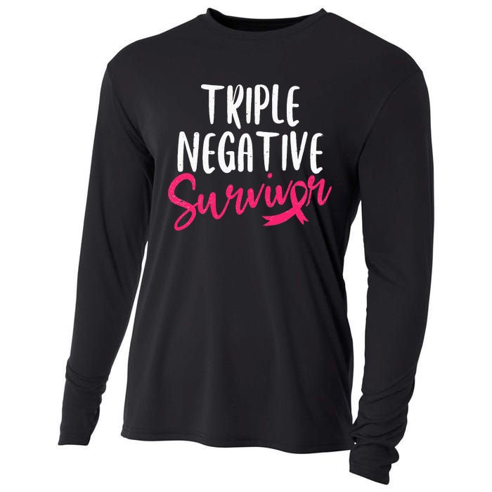 Triple Negative Survivor Pink Ribbon Breast Cancer Awareness Cooling Performance Long Sleeve Crew