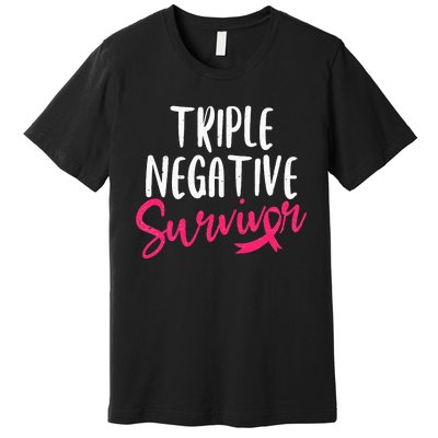 Triple Negative Survivor Pink Ribbon Breast Cancer Awareness Premium T-Shirt