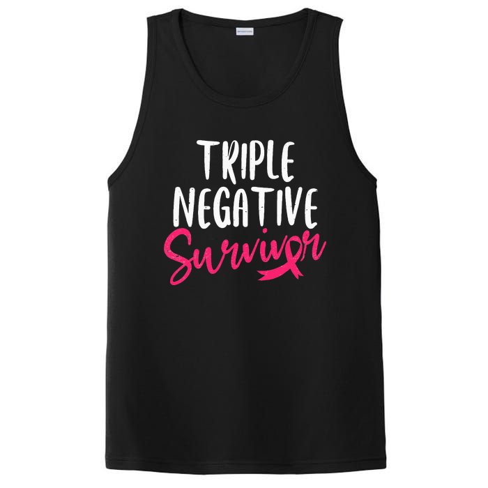 Triple Negative Survivor Pink Ribbon Breast Cancer Awareness PosiCharge Competitor Tank