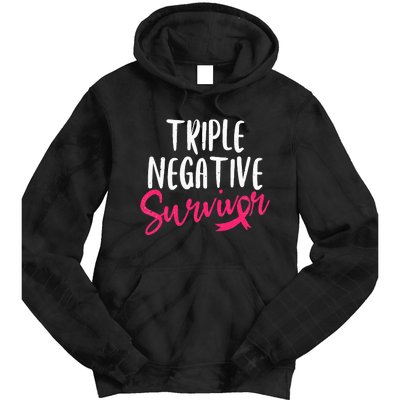 Triple Negative Survivor Pink Ribbon Breast Cancer Awareness Tie Dye Hoodie