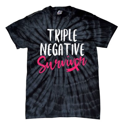 Triple Negative Survivor Pink Ribbon Breast Cancer Awareness Tie-Dye T-Shirt