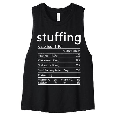 thanksgiving nutrition stuffing facts matching family Women's Racerback Cropped Tank