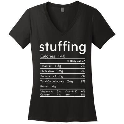 thanksgiving nutrition stuffing facts matching family Women's V-Neck T-Shirt