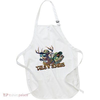 Tails N Scales Funny Hunting Father Day Love Fishing Full-Length Apron With Pockets
