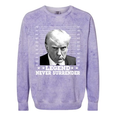 Trump Never Surrender Donald Trump Mugshot Trump 2024 Colorblast Crewneck Sweatshirt