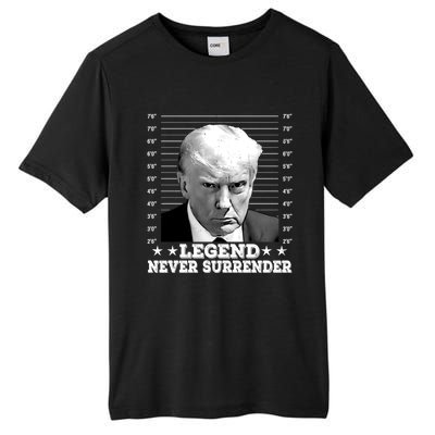 Trump Never Surrender Donald Trump Mugshot Trump 2024 Tall Fusion ChromaSoft Performance T-Shirt