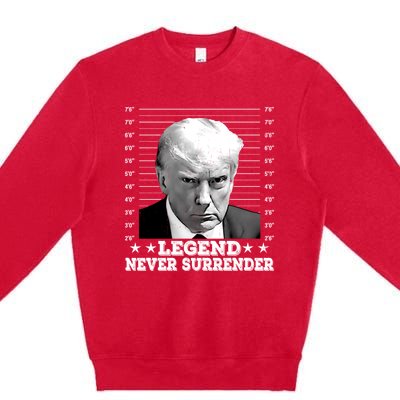 Trump Never Surrender Donald Trump Mugshot Trump 2024 Premium Crewneck Sweatshirt