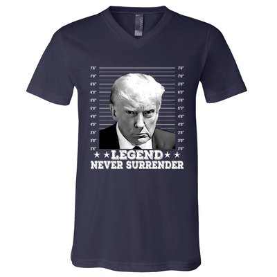 Trump Never Surrender Donald Trump Mugshot Trump 2024 V-Neck T-Shirt