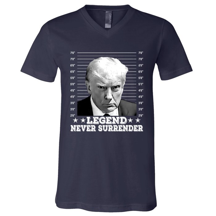 Trump Never Surrender Donald Trump Mugshot Trump 2024 V-Neck T-Shirt