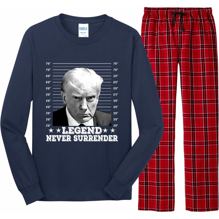 Trump Never Surrender Donald Trump Mugshot Trump 2024 Long Sleeve Pajama Set