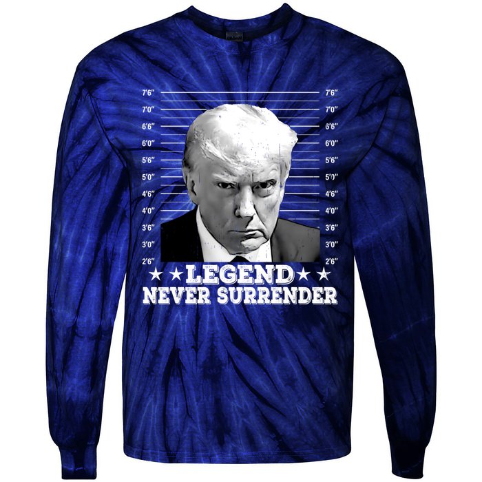 Trump Never Surrender Donald Trump Mugshot Trump 2024 Tie-Dye Long Sleeve Shirt