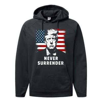 Trump Never Surrender Performance Fleece Hoodie