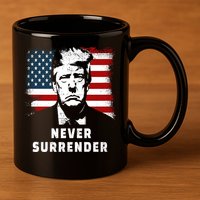 Trump Never Surrender 11oz C Handle Ceramic Mug