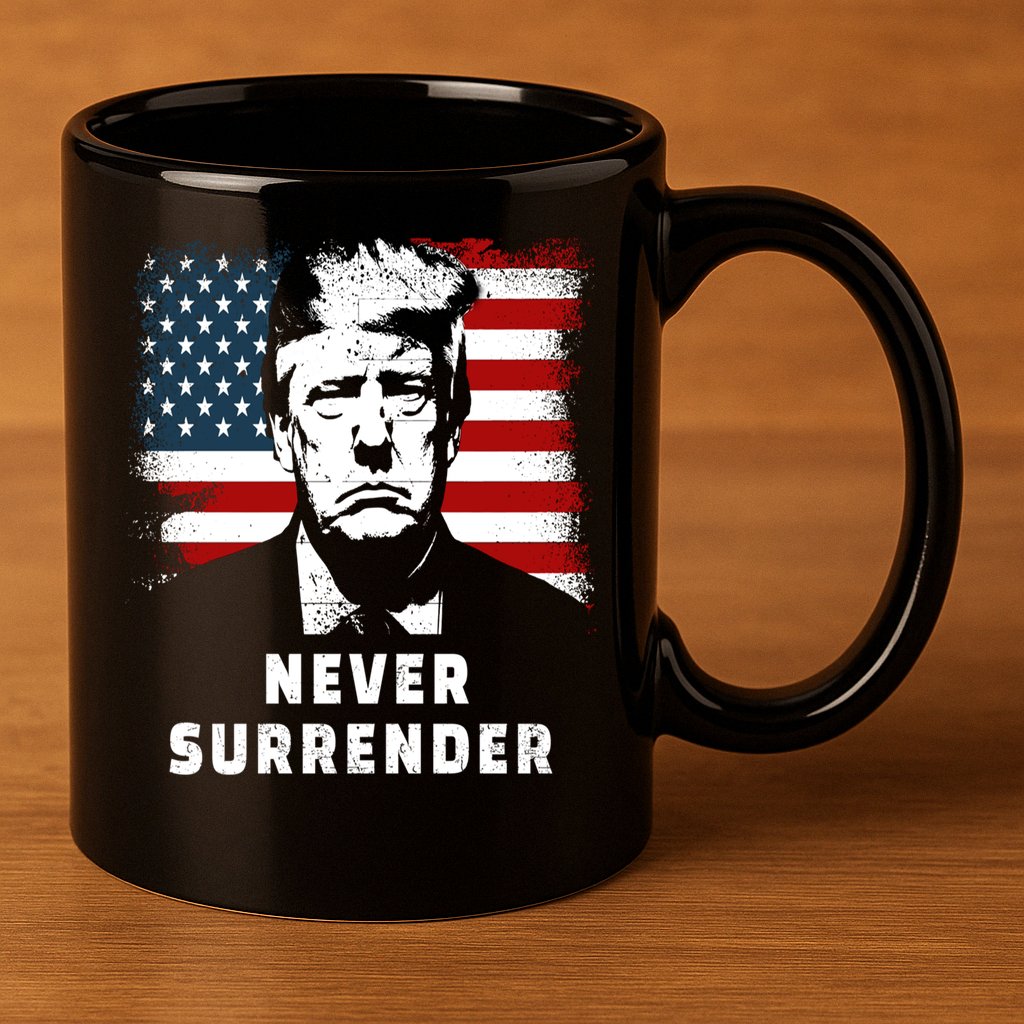 Trump Never Surrender 11oz C Handle Ceramic Mug