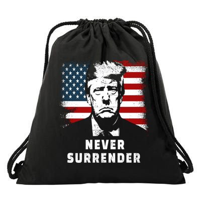 Trump Never Surrender Drawstring Bag