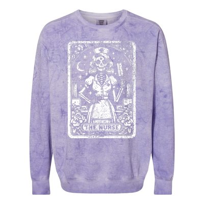 The Nurse Skeleton Tarot Card Funny Nursing Nurse Rn Lpn Np Colorblast Crewneck Sweatshirt