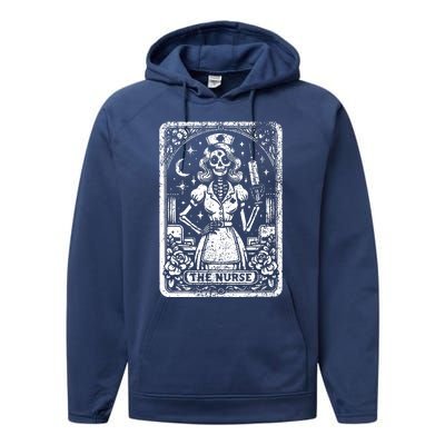 The Nurse Skeleton Tarot Card Funny Nursing Nurse Rn Lpn Np Performance Fleece Hoodie