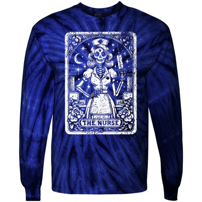 The Nurse Skeleton Tarot Card Funny Nursing Nurse Rn Lpn Np Tie-Dye Long Sleeve Shirt