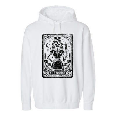 The Nurse Skeleton Tarot Card Funny Nursing Nurse Rn Lpn Np Garment-Dyed Fleece Hoodie