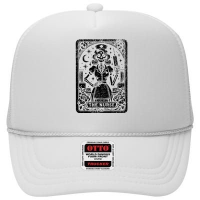 The Nurse Skeleton Tarot Card Funny Nursing Nurse Rn Lpn Np High Crown Mesh Back Trucker Hat