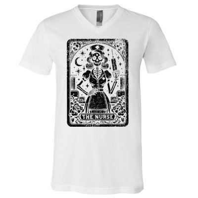 The Nurse Skeleton Tarot Card Funny Nursing Nurse Rn Lpn Np V-Neck T-Shirt