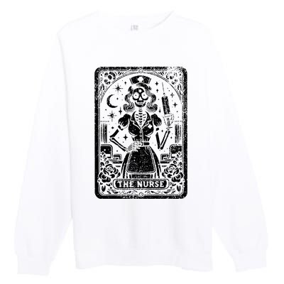 The Nurse Skeleton Tarot Card Funny Nursing Nurse Rn Lpn Np Premium Crewneck Sweatshirt