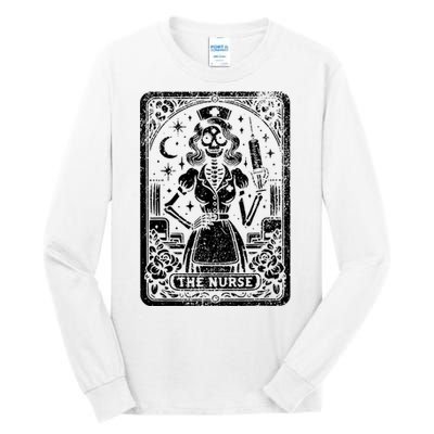 The Nurse Skeleton Tarot Card Funny Nursing Nurse Rn Lpn Np Tall Long Sleeve T-Shirt