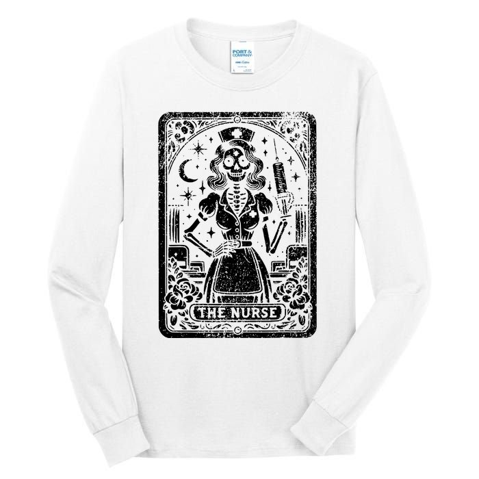 The Nurse Skeleton Tarot Card Funny Nursing Nurse Rn Lpn Np Tall Long Sleeve T-Shirt