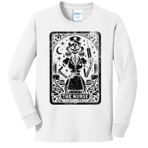 The Nurse Skeleton Tarot Card Funny Nursing Nurse Rn Lpn Np Kids Long Sleeve Shirt