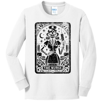 The Nurse Skeleton Tarot Card Funny Nursing Nurse Rn Lpn Np Kids Long Sleeve Shirt