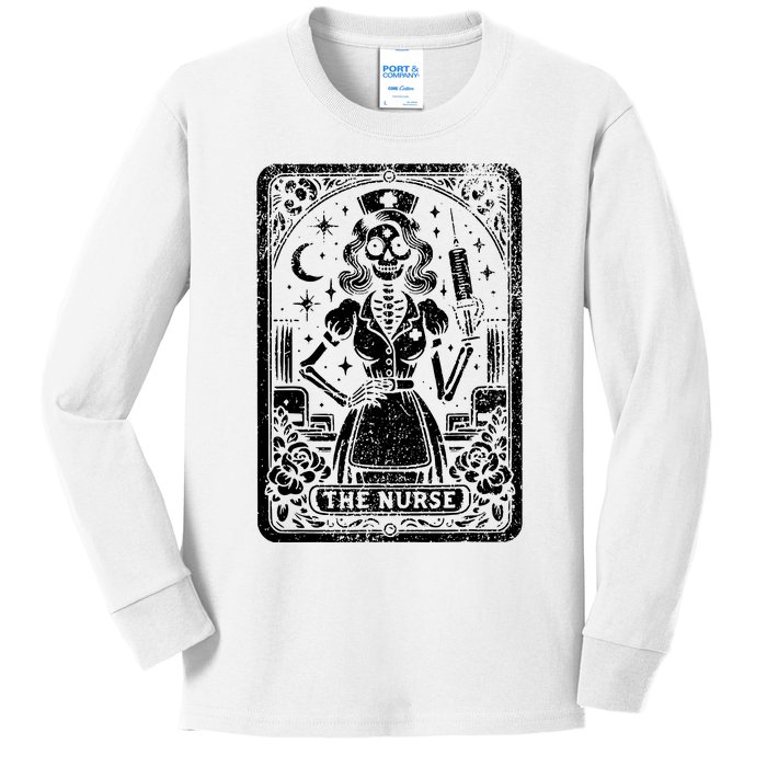 The Nurse Skeleton Tarot Card Funny Nursing Nurse Rn Lpn Np Kids Long Sleeve Shirt