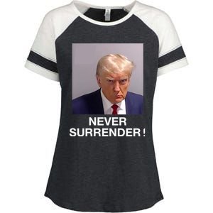 Trump Never Surrender Donald Trump Mugshot Trump 2024 Enza Ladies Jersey Colorblock Tee