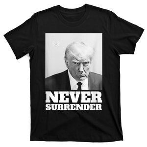 Trump Never Surrender Mug Shot T-Shirt