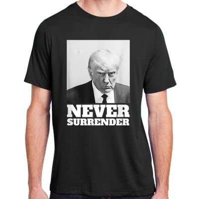 Trump Never Surrender Mug Shot Adult ChromaSoft Performance T-Shirt