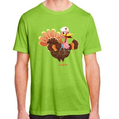 Turkey Nurse Stethoscope Funny Thanksgiving Nurses Rn Icu Er Gift Adult ChromaSoft Performance T-Shirt