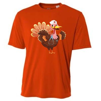 Turkey Nurse Stethoscope Funny Thanksgiving Nurses Rn Icu Er Gift Cooling Performance Crew T-Shirt