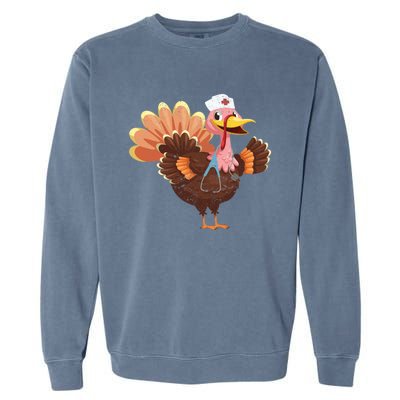 Turkey Nurse Stethoscope Funny Thanksgiving Nurses Rn Icu Er Gift Garment-Dyed Sweatshirt