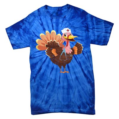 Turkey Nurse Stethoscope Funny Thanksgiving Nurses Rn Icu Er Gift Tie-Dye T-Shirt