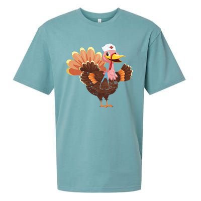 Turkey Nurse Stethoscope Funny Thanksgiving Nurses Rn Icu Er Gift Sueded Cloud Jersey T-Shirt