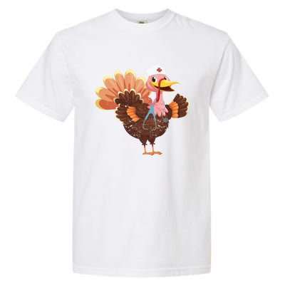 Turkey Nurse Stethoscope Funny Thanksgiving Nurses Rn Icu Er Gift Garment-Dyed Heavyweight T-Shirt