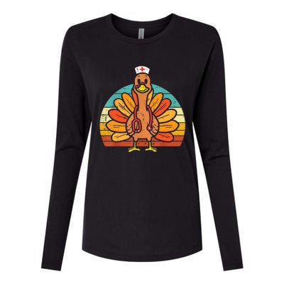 Turkey Nurse Stethoscope Thanksgiving Nurses Rn Icu Er Gift Womens Cotton Relaxed Long Sleeve T-Shirt