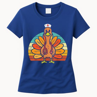 Turkey Nurse Stethoscope Thanksgiving Nurses Rn Icu Er Gift Women's T-Shirt