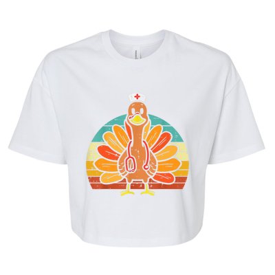 Turkey Nurse Stethoscope Thanksgiving Nurses Rn Icu Er Gift Bella+Canvas Jersey Crop Tee