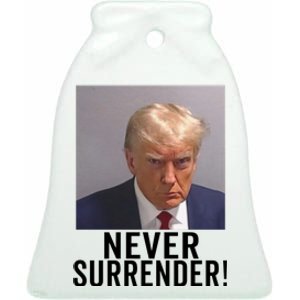 Trump Never Surrender Ceramic Bell Ornament