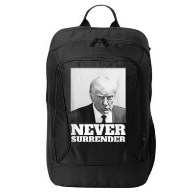 Trump Never Surrender Mug Shot City Backpack