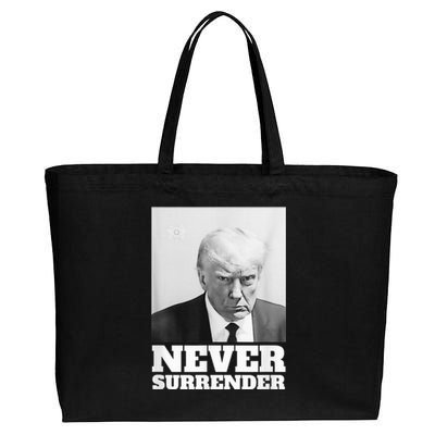 Trump Never Surrender Mug Shot Cotton Canvas Jumbo Tote